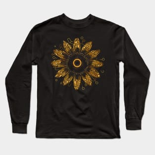 Boho sunflower mandala pattern Long Sleeve T-Shirt